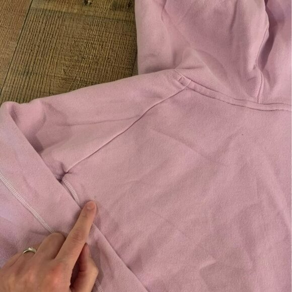 Adidas womens cropped oversized hoodie hooded pullover sweatshirt in pink -L - Picture 2 of 9